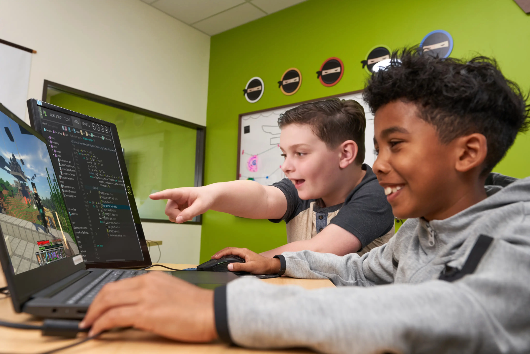 Kids enjoying coding